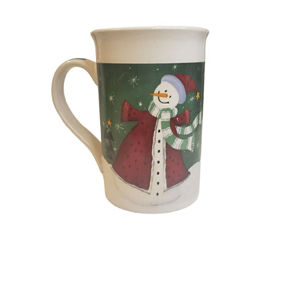 Royal Norfolk Ceramic Holiday Christmas Tree Snowman Scarf Coffee Mug‎